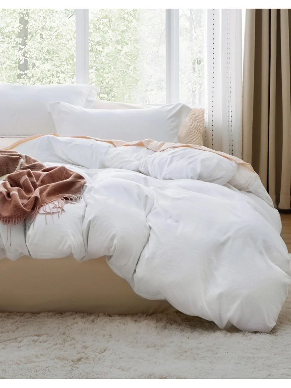 King Size Duvet 3Pc. Set Pre-Washed Cotton-Like Polyester-WHITE